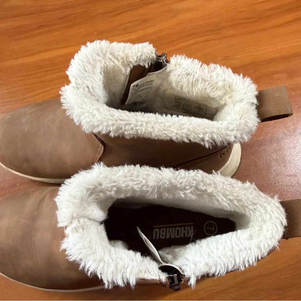 Khombu Sienna All-Weather‎ Water Repellent Boot Side Zip Snow. Winter Brown 7